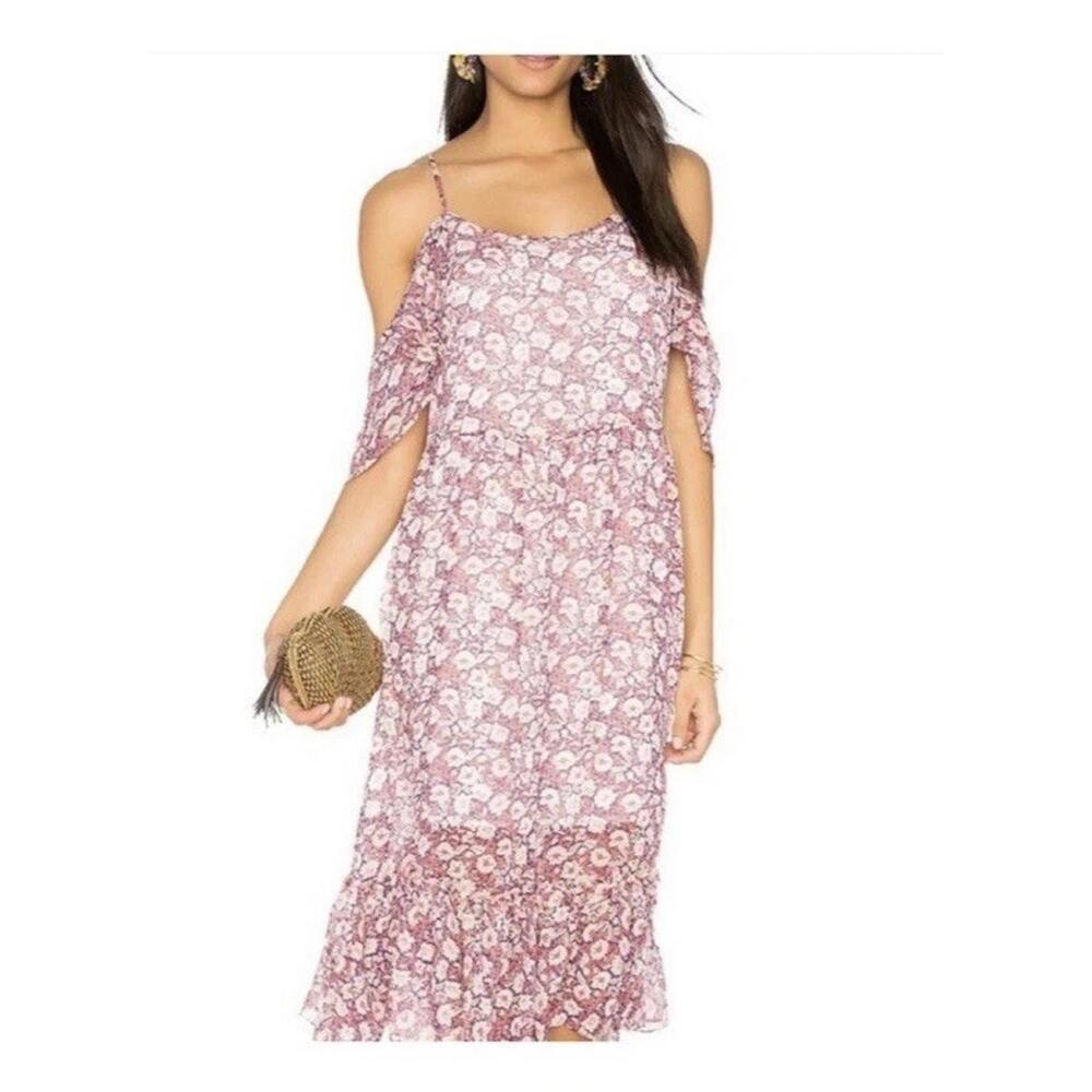 Rebecca Minkoff Floral Dress with Spaghetti Strap drop sleeve VISCOS Sz L # 1518